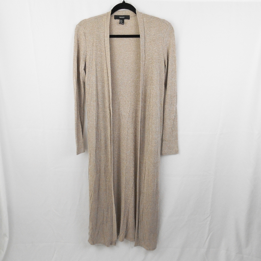 Forever21 Long Tan Open Cardigan